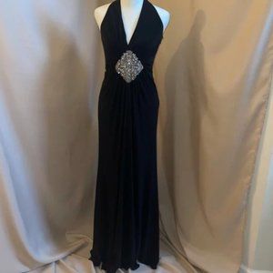 BLACK HALTER WITH RHINESTONE EMBELLISHMENTS